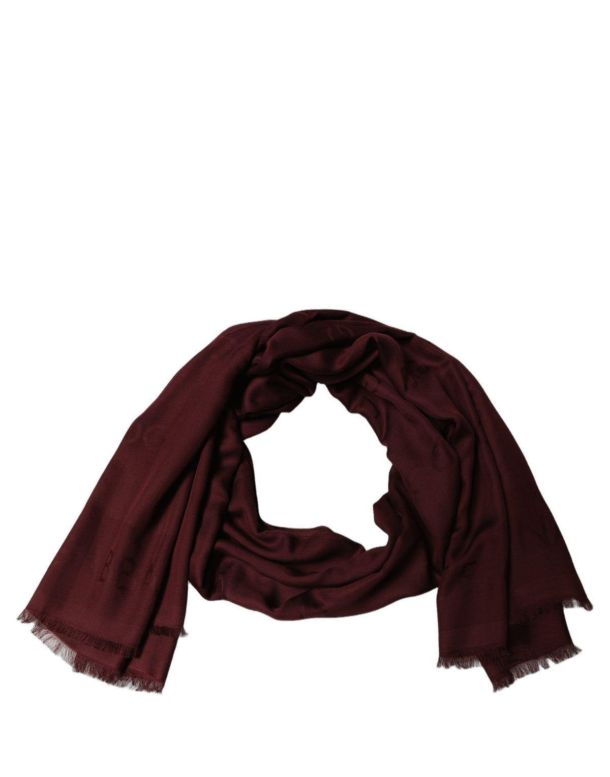 Dolce & Gabbana Burgundy Modal Frayed Edge Lace Stole Scarf