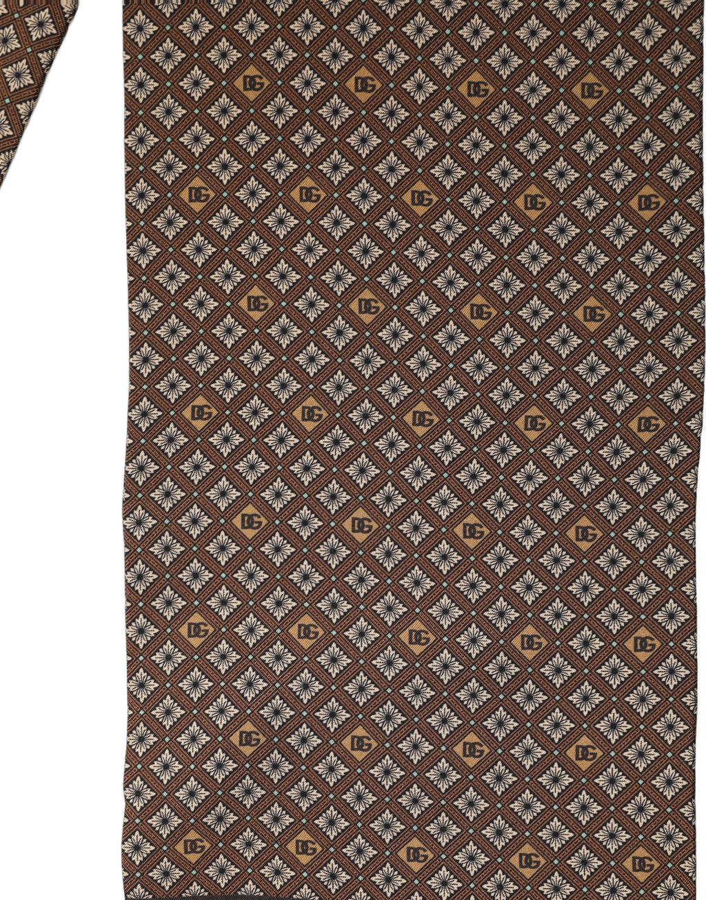 Dolce & Gabbana Brown Geometric Silk Men Neck Shawl Scarf