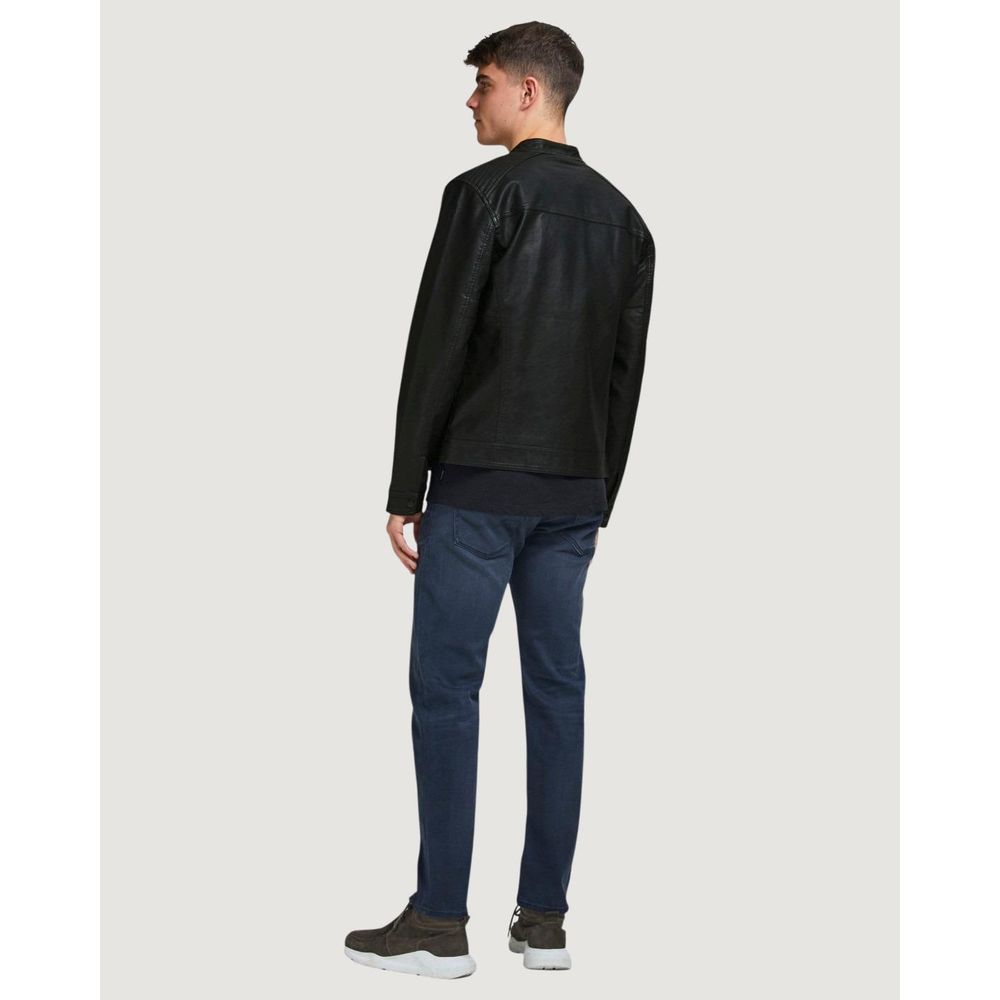 Jack Jones Black Polyamide Leather Jacket
