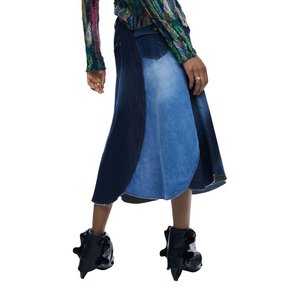 Desigual Blue Cotton Long Skirt