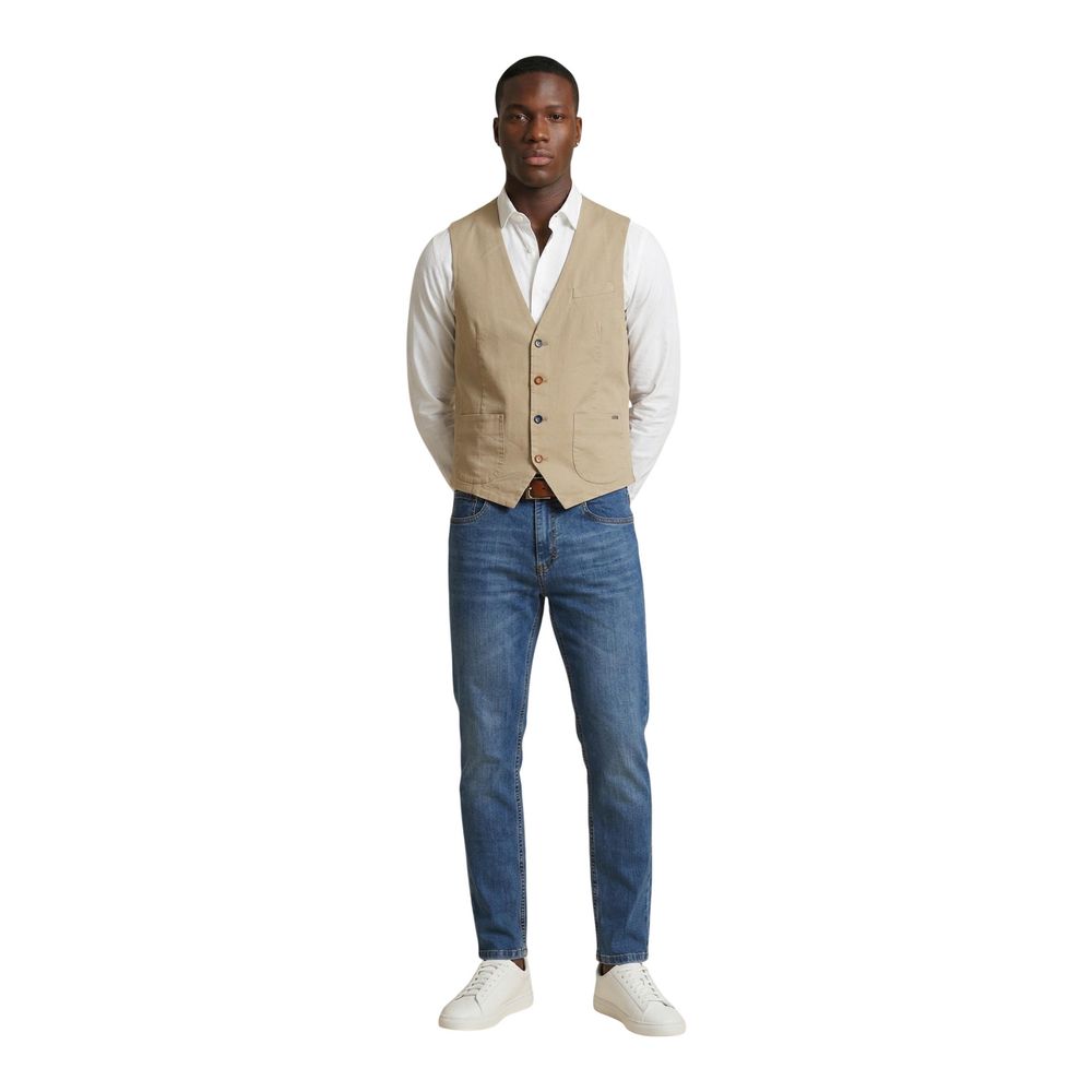 Gianni Lupo Beige Cotton Waistcoat