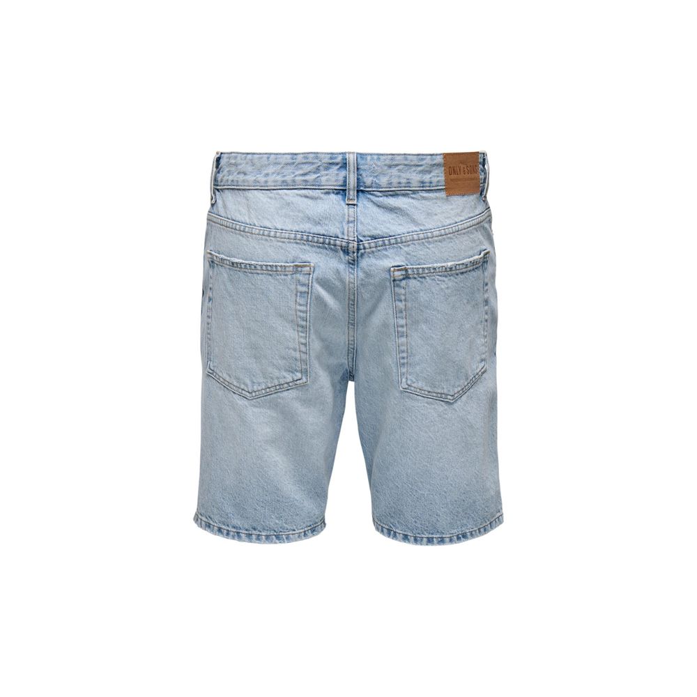 Only & Sons Light Blue Cotton Bermuda Shorts