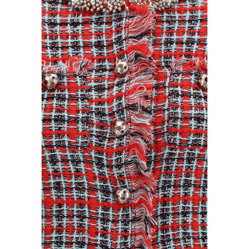 Self-Portrait Red Cotton Full-Length Jacket