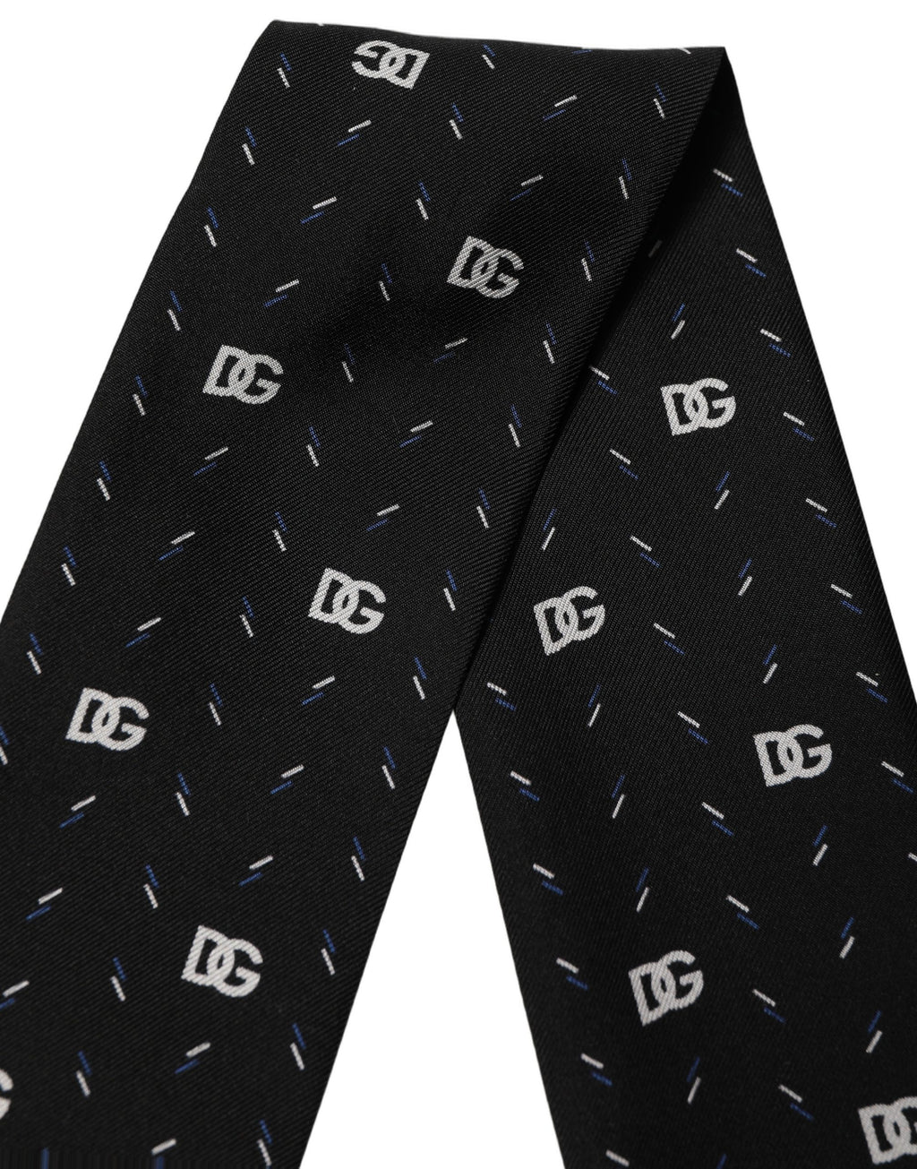 Dolce & Gabbana Black Silk DG Logo Men Skinny Shawl Scarf