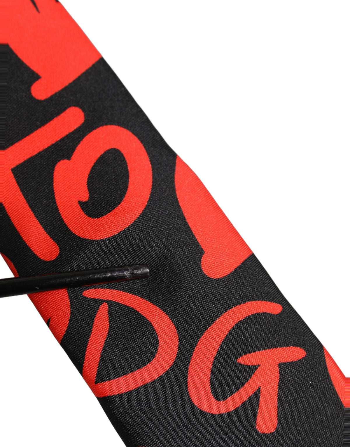Dolce & Gabbana Black Silk Red Graphic Hearts Adjustable Tied Necktie Tie