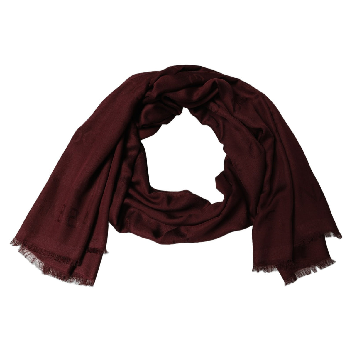 Dolce & Gabbana Burgundy Modal Frayed Edge Lace Stole Scarf
