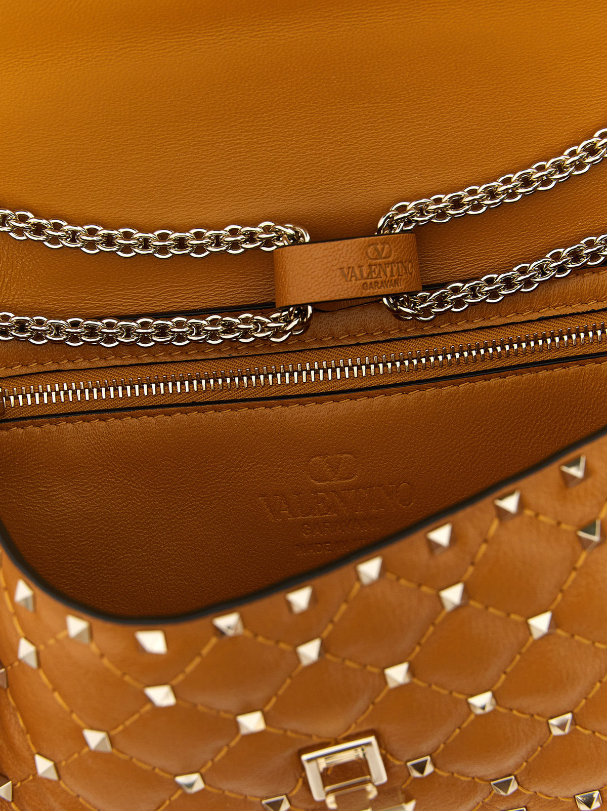 Valentino Garavani Schultertasche aus orangem Ziegenleder