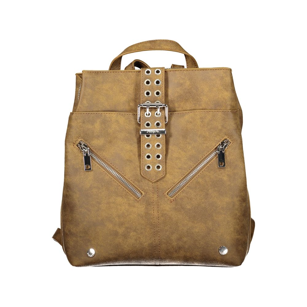 Desigual Brown Polyurethane Women's Backpack for Trendy Adventures