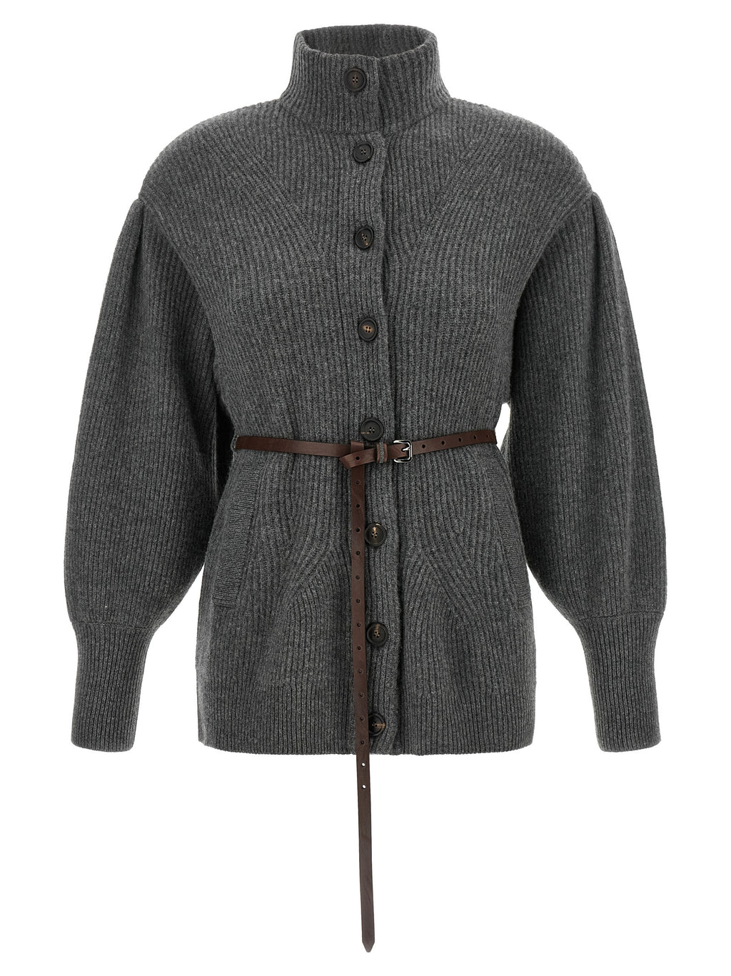 Brunello Cucinelli Grauer Cardigan aus Schurwolle
