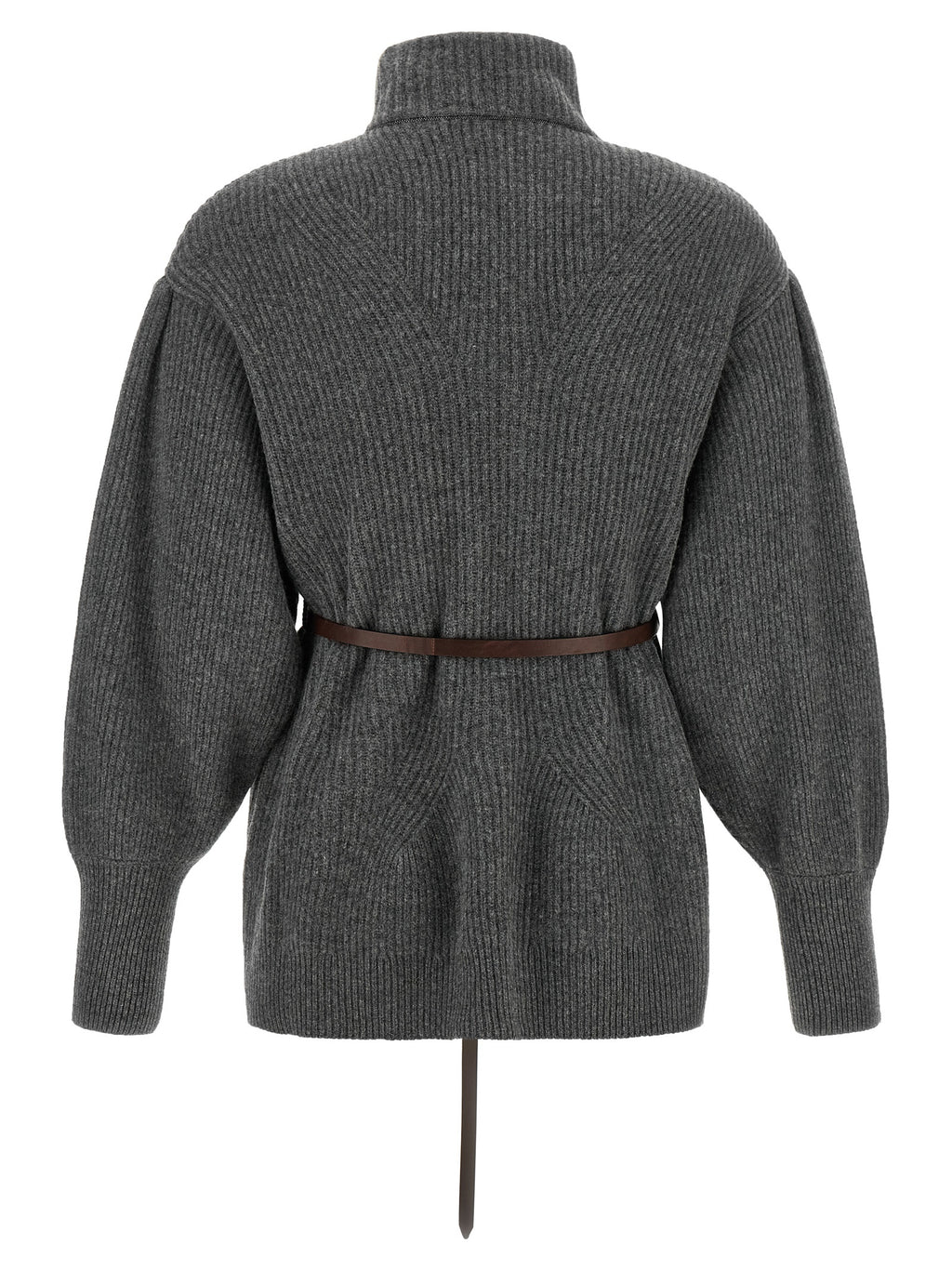 Brunello Cucinelli Grauer Cardigan aus Schurwolle