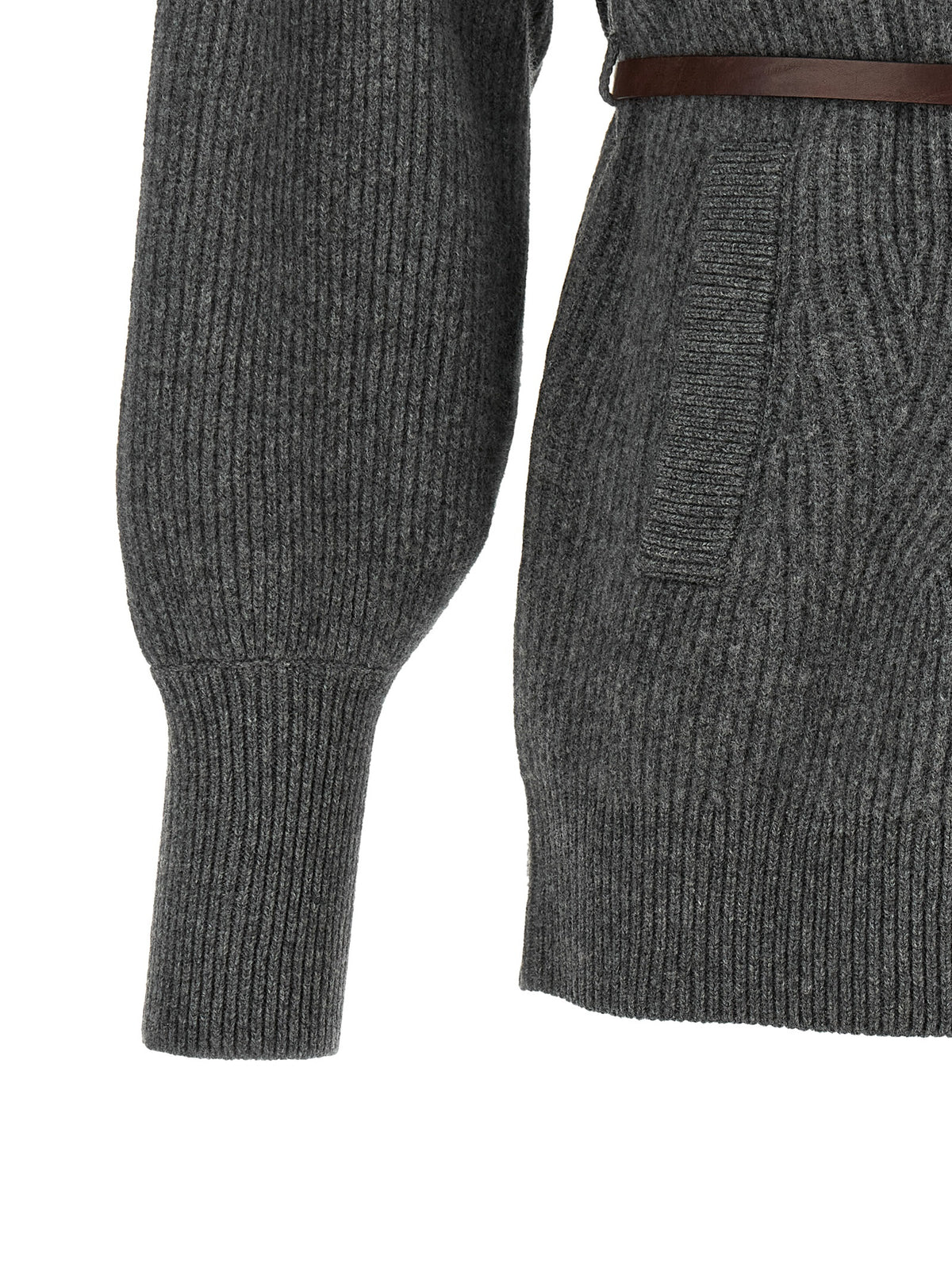 Brunello Cucinelli Grauer Cardigan aus Schurwolle