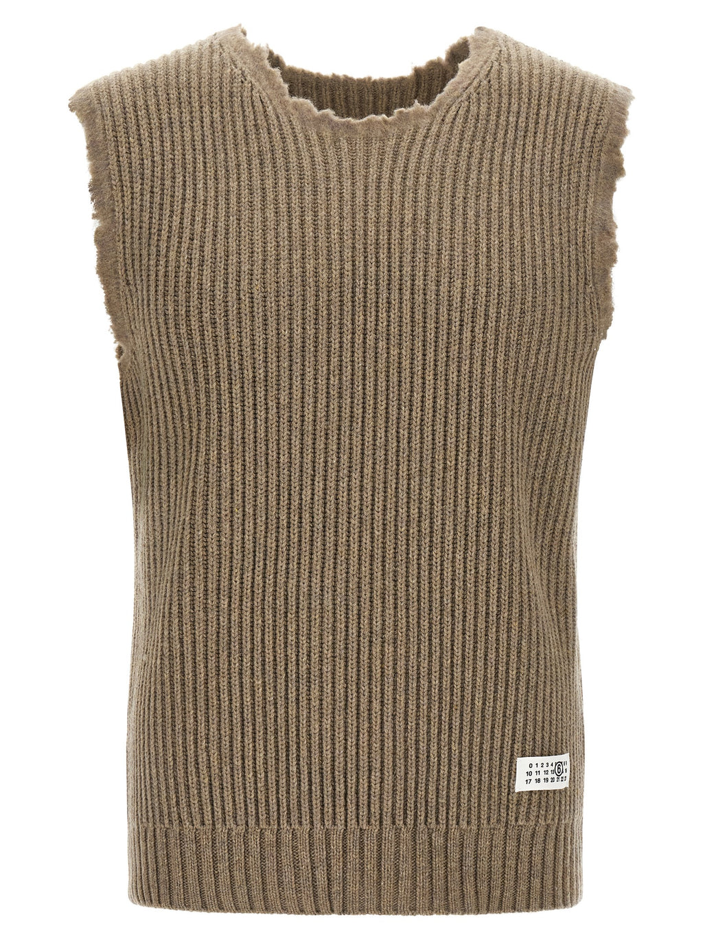 MM6 Maison Margiela Ärmelloser Pullover aus beiger Wolle