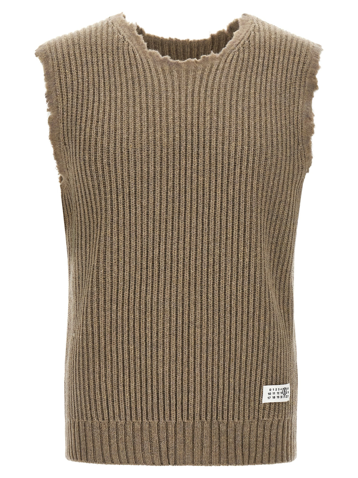 MM6 Maison Margiela Ärmelloser Pullover aus beiger Wolle