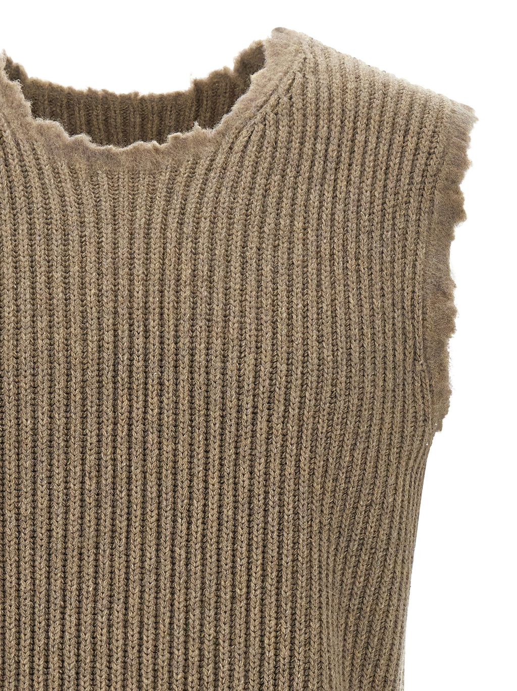 MM6 Maison Margiela Ärmelloser Pullover aus beiger Wolle