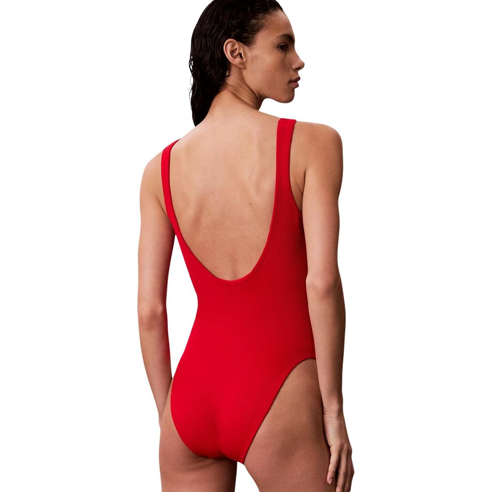 Calvin Klein Jeans Roter Polyamid Einteiler Badeanzug