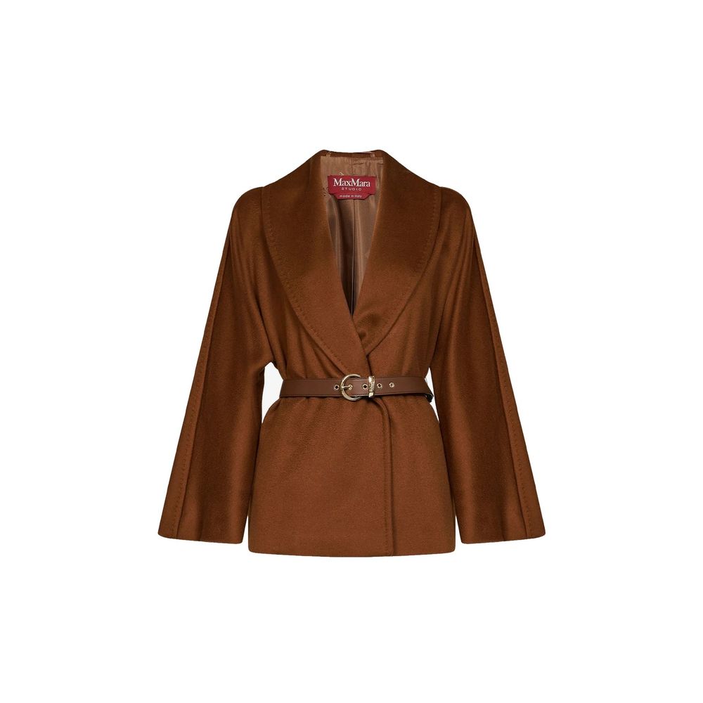Max Mara Braune Vollmantel aus Schurwolle