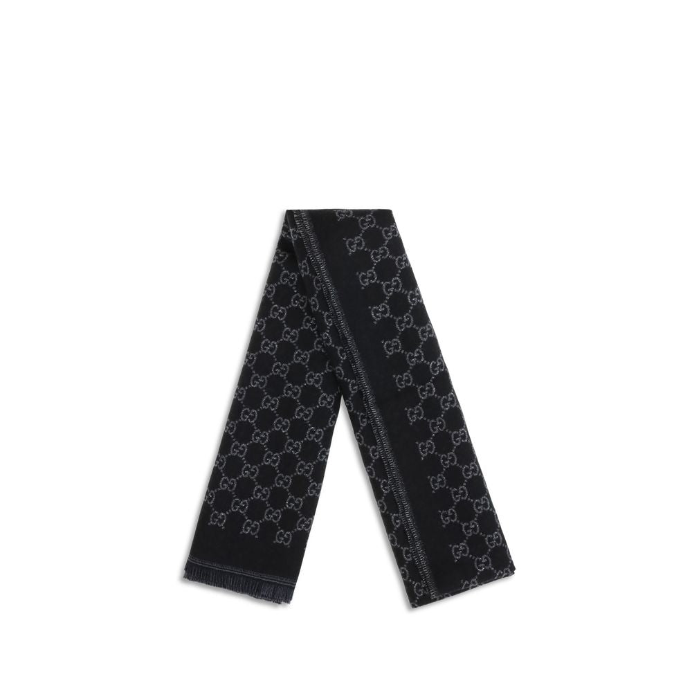 Gucci Foulard aus schwarzer Wolle mit Widder-Motiv
