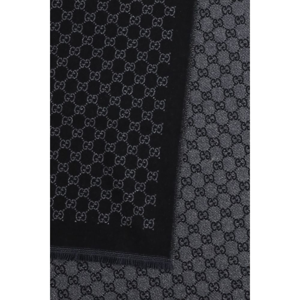 Gucci Foulard aus schwarzer Wolle mit Widder-Motiv