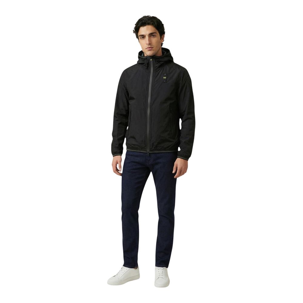 Blauer Black Polyamid Shell Jacke