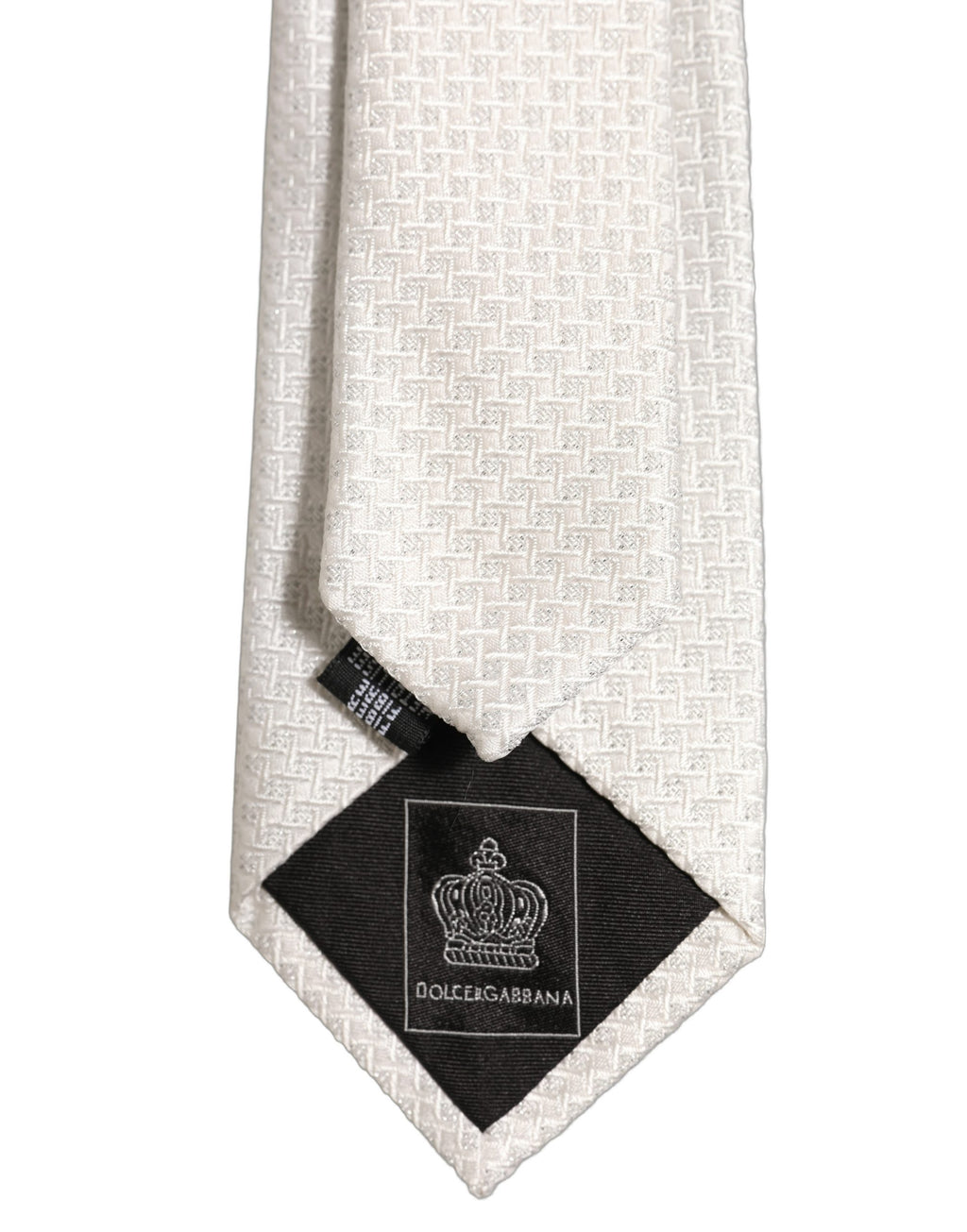 Dolce & Gabbana Men Off White Silk Woven Adjustable Tied Necktie Tie