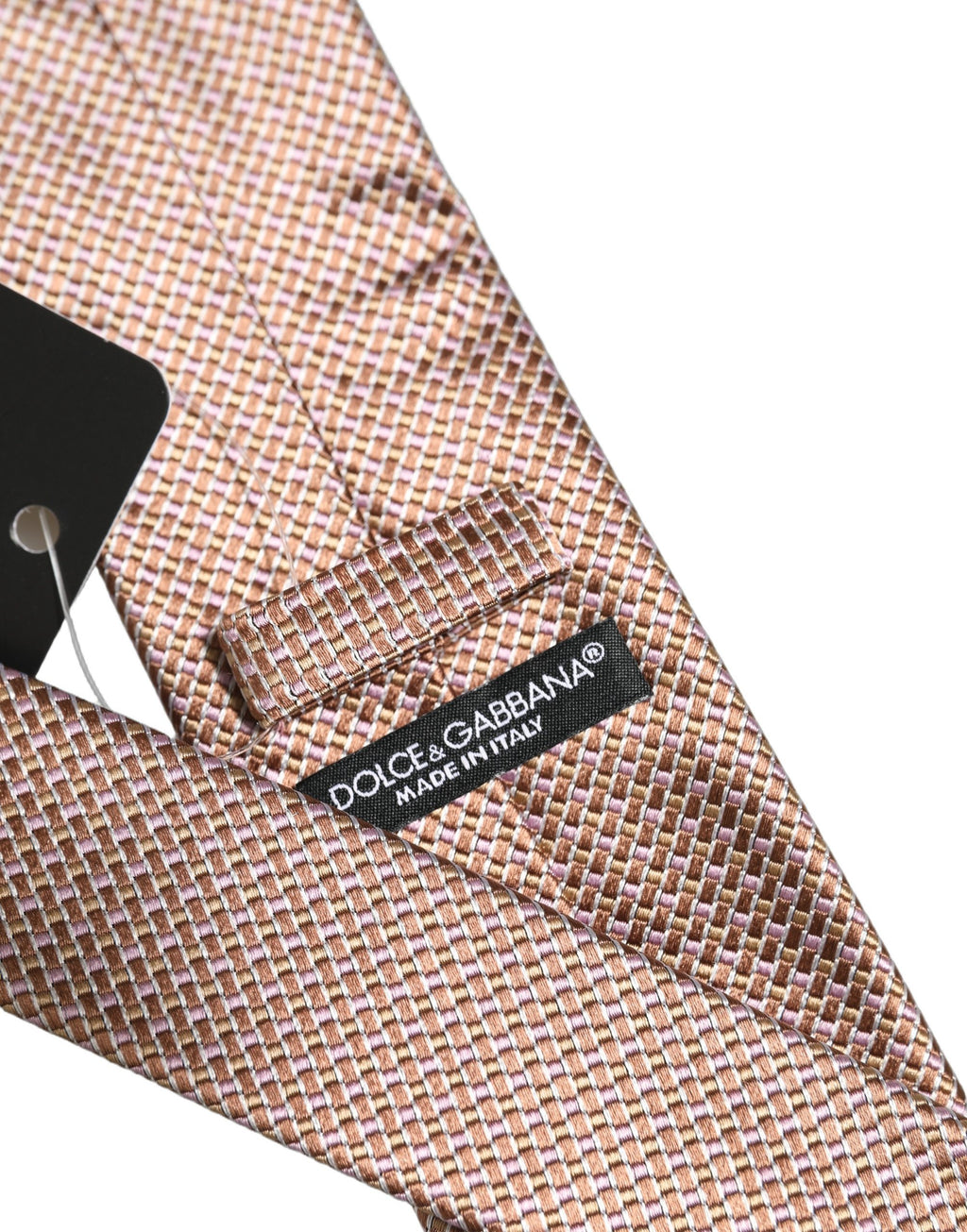 Dolce & Gabbana Herren braune Seide Micro Kariert Verstellbare Gebundene Krawatte