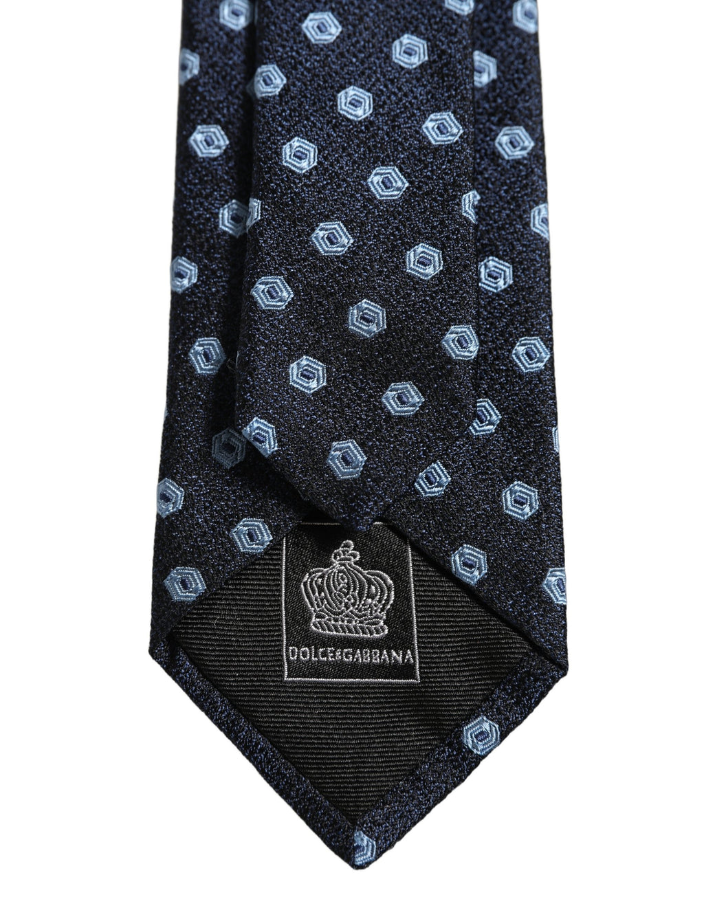 Dolce & Gabbana Herren blaues Seiden-Geometrisches verstellbares Bindetuch Krawatte