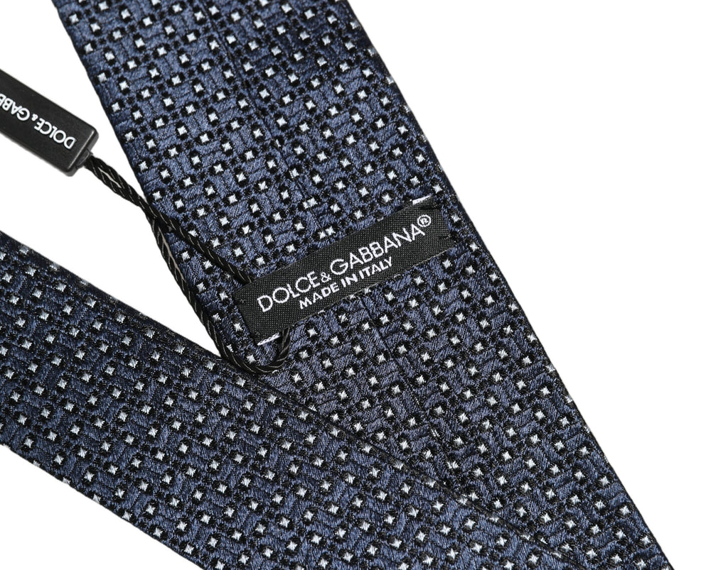 Dolce & Gabbana Men Blue Silk Geometric Adjustable Tied Necktie Tie