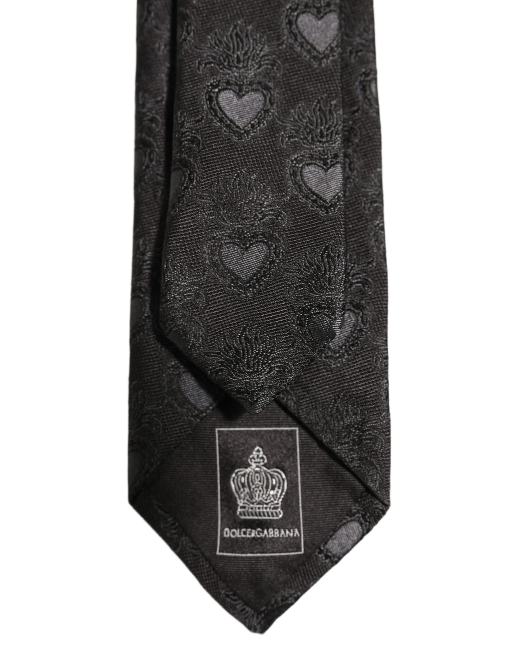 Dolce & Gabbana Men Black Silk Sacred Heart Adjustable Tied Necktie Tie