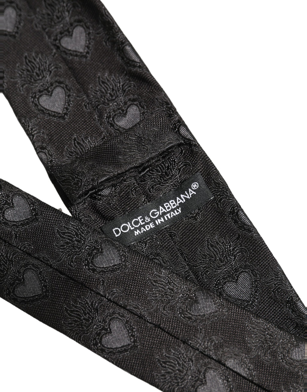 Dolce & Gabbana Men Black Silk Sacred Heart Adjustable Tied Necktie Tie
