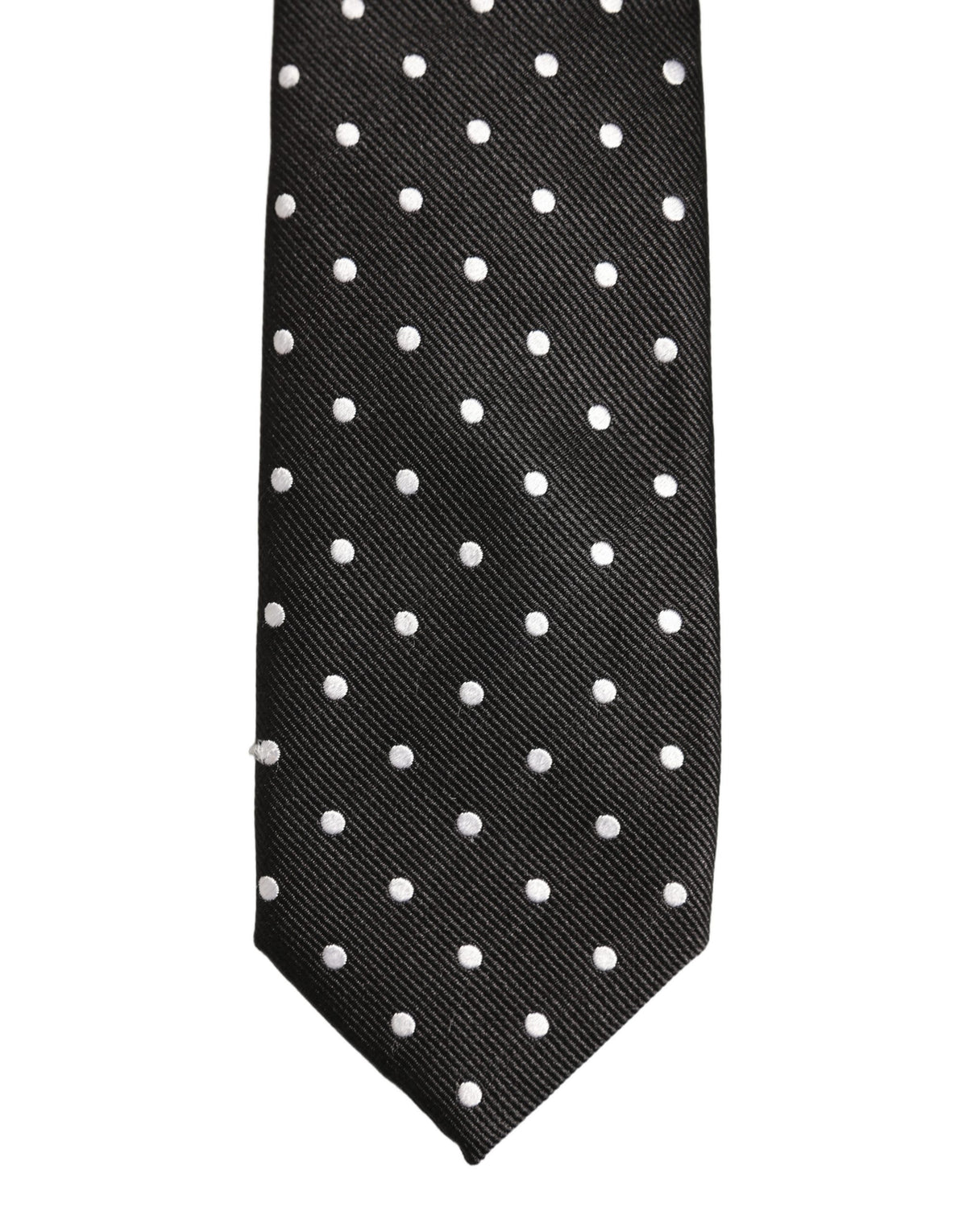 Dolce & Gabbana Black White Polka Dots Silk Adjustable Tied Necktie Tie