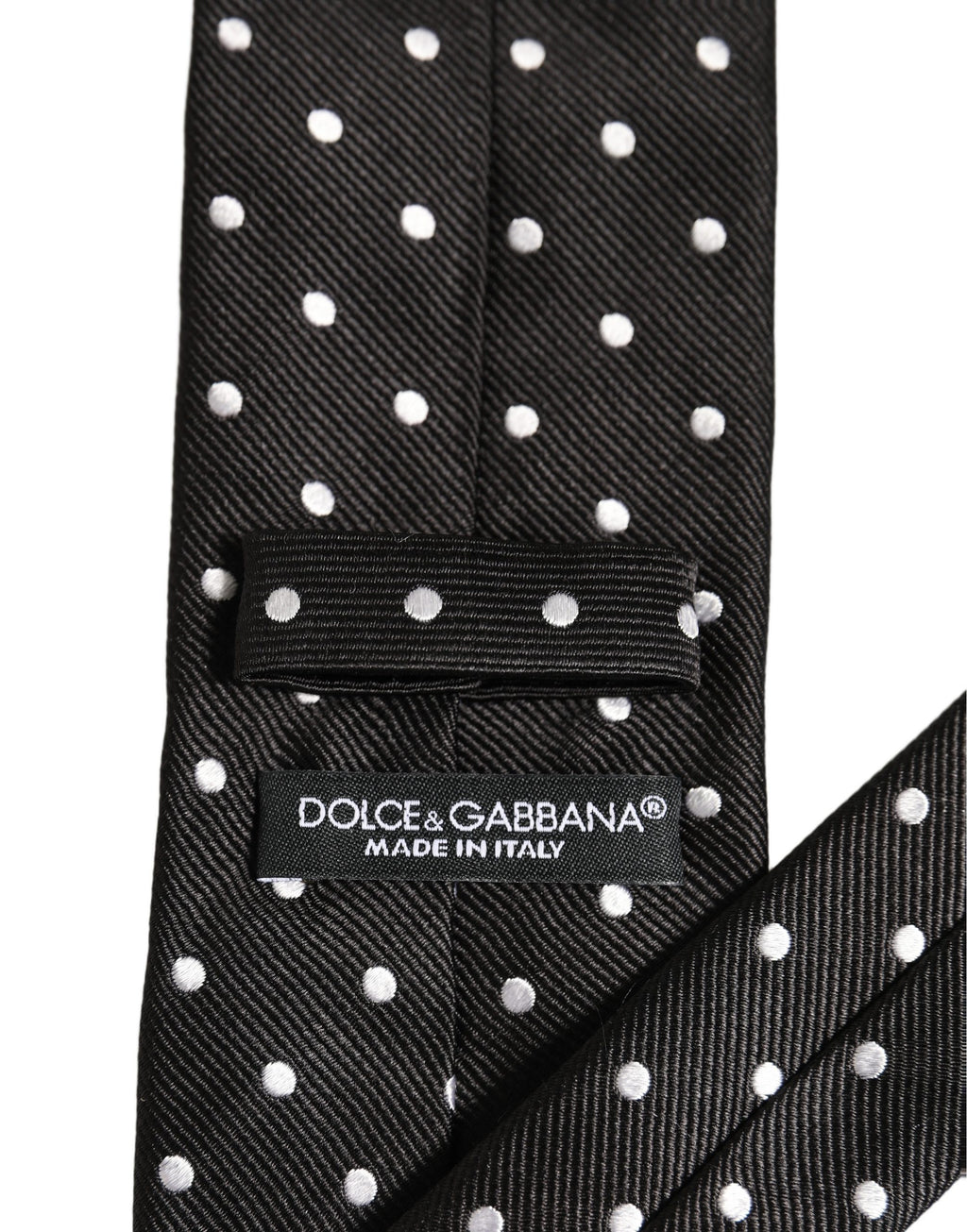 Dolce & Gabbana Black White Polka Dots Silk Adjustable Tied Necktie Tie
