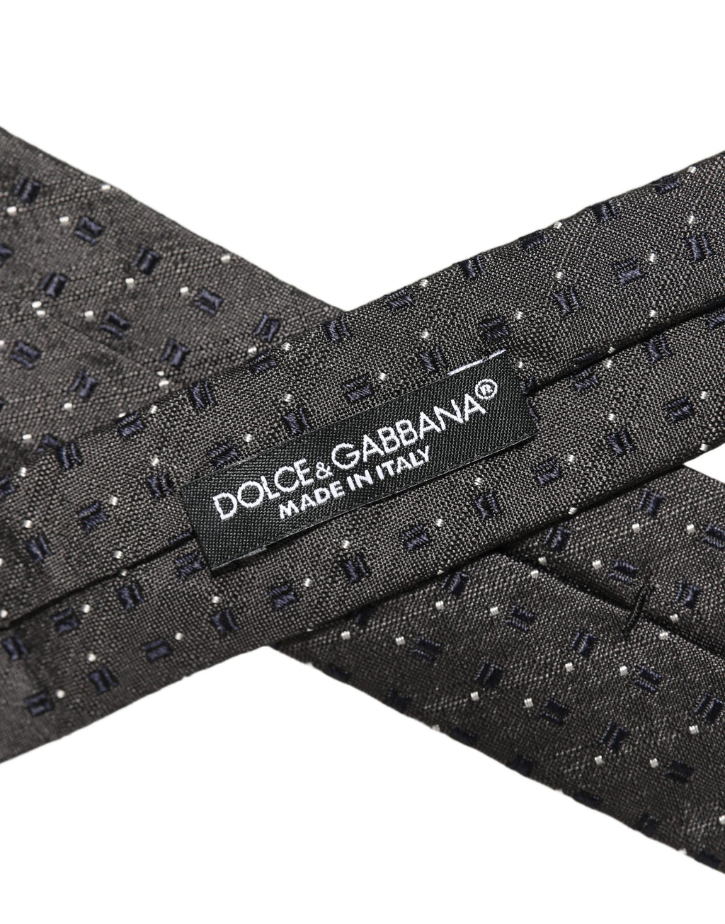 Dolce & Gabbana Men Dark Gray Geometric Silk Adjustable Tied Necktie Tie