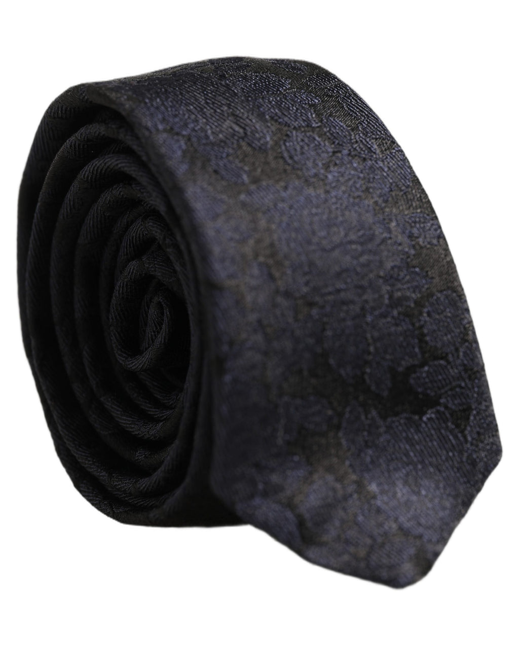 Dolce & Gabbana Men Black Floral Jacquard Adjustable Tied Necktie Tie