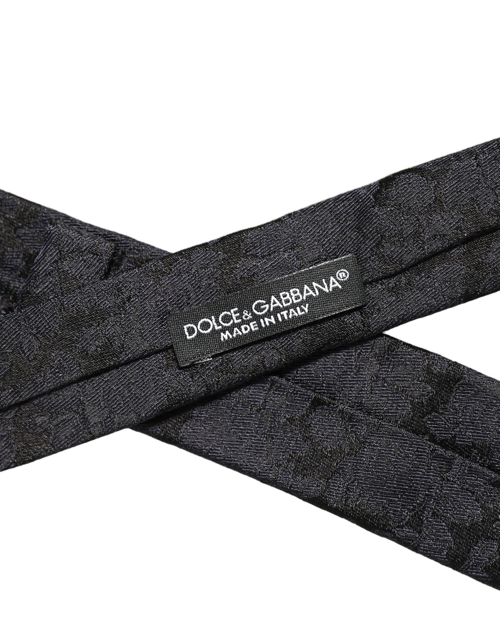 Dolce & Gabbana Men Black Floral Jacquard Adjustable Tied Necktie Tie