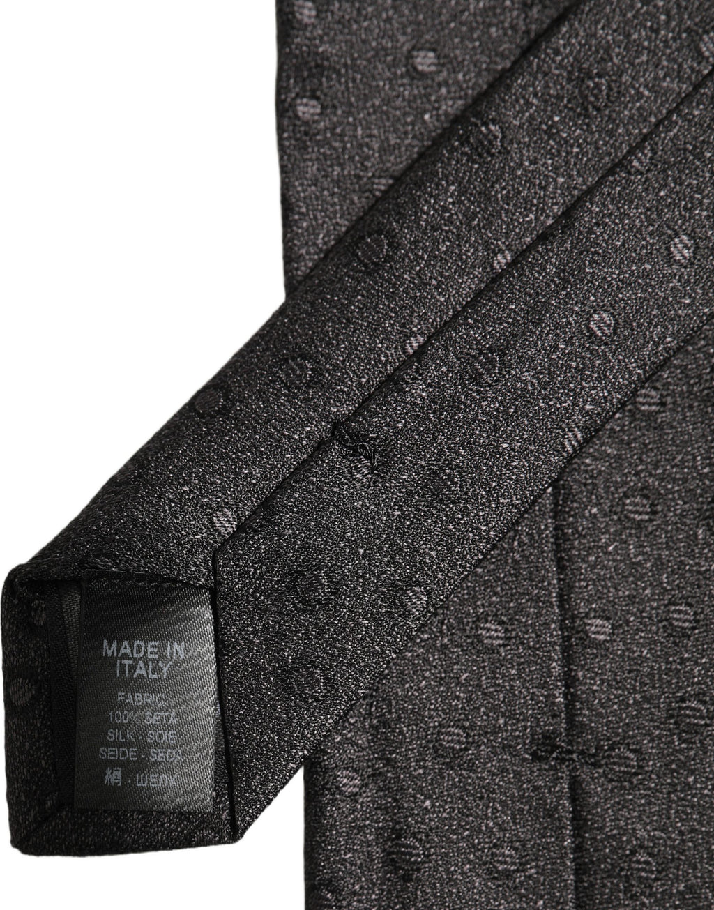 Dolce & Gabbana Men Black Polka Dot Silk Adjustable Tied Necktie Tie