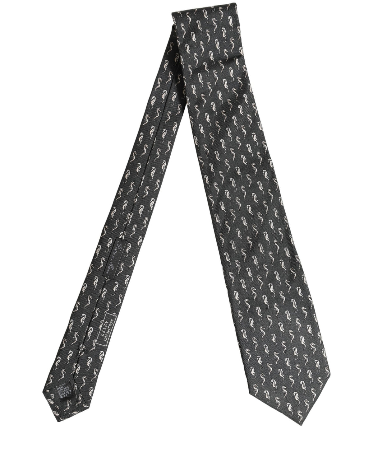 Dolce & Gabbana Herren schwarze Seidenkrawatte mit Seepferdchen-Muster zum Binden
