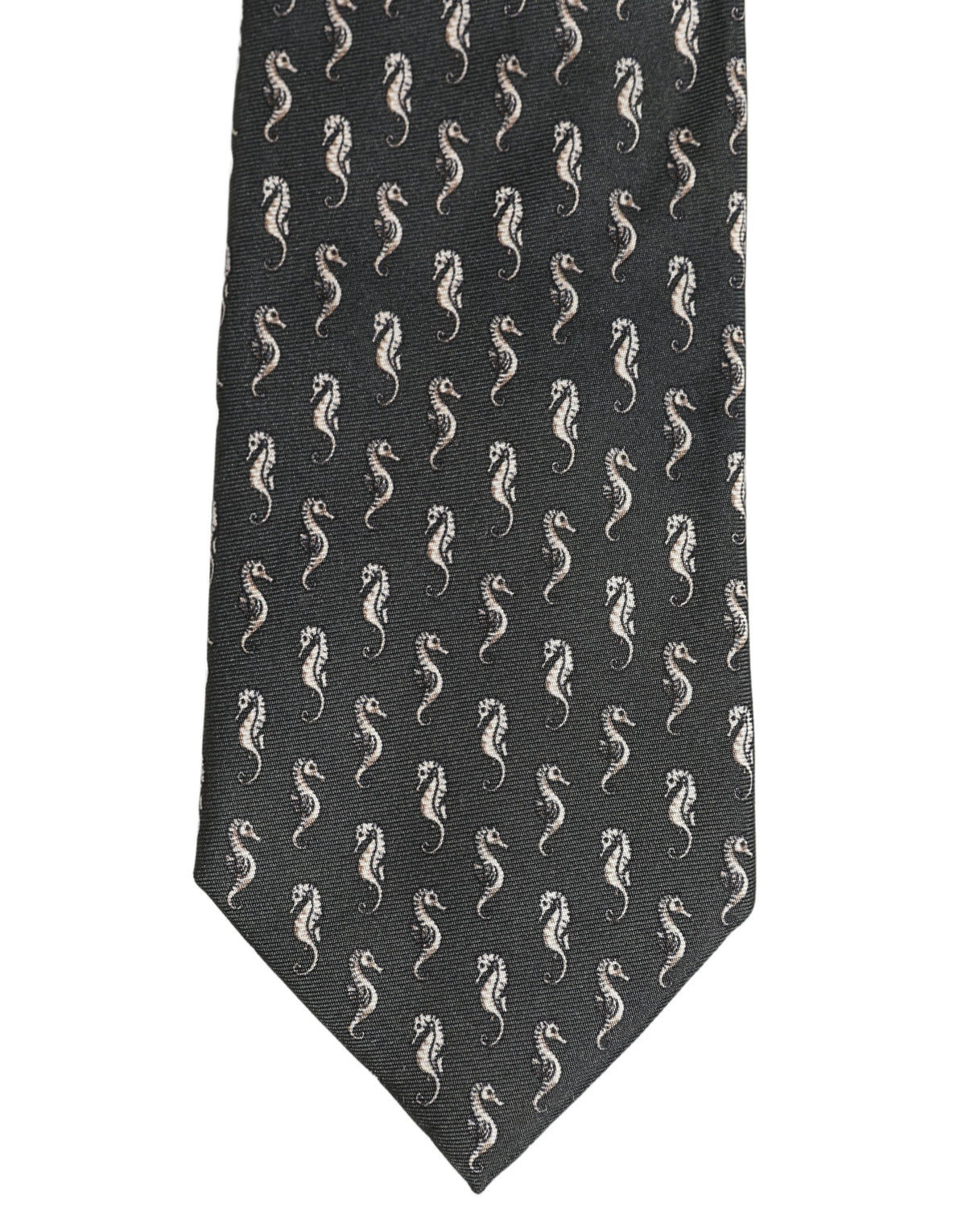 Dolce & Gabbana Herren schwarze Seidenkrawatte mit Seepferdchen-Muster zum Binden