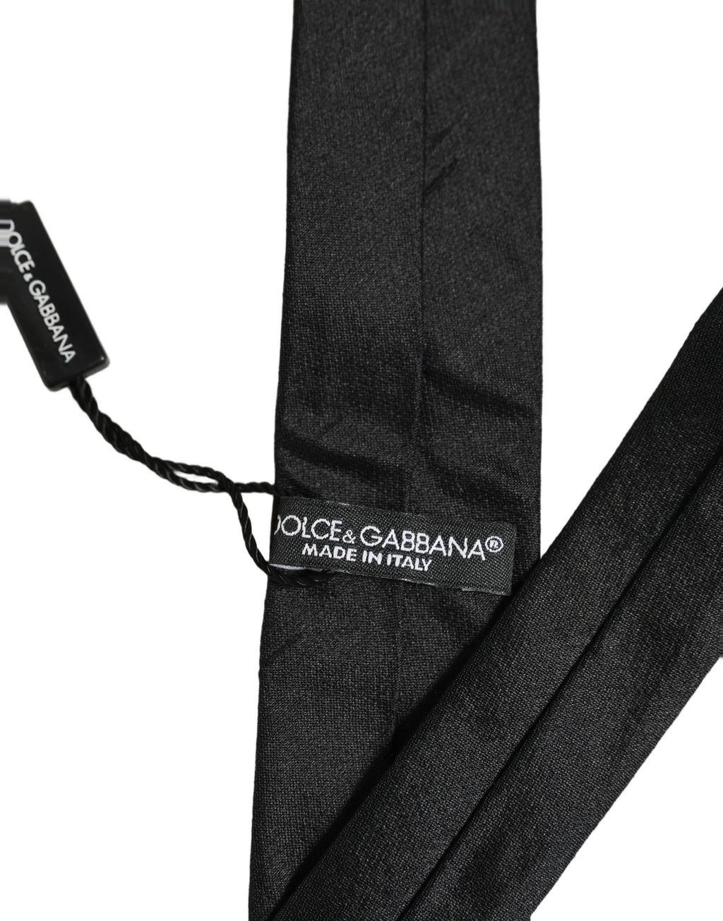 Dolce & Gabbana Men Black Satin Silk Classic Adjustable Tied Necktie Tie