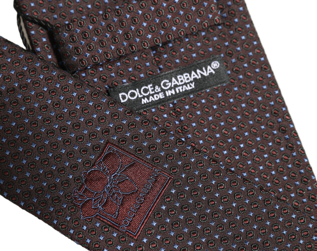 Dolce & Gabbana Herren braun geometrisch Seide verstellbar gebundene Krawatte