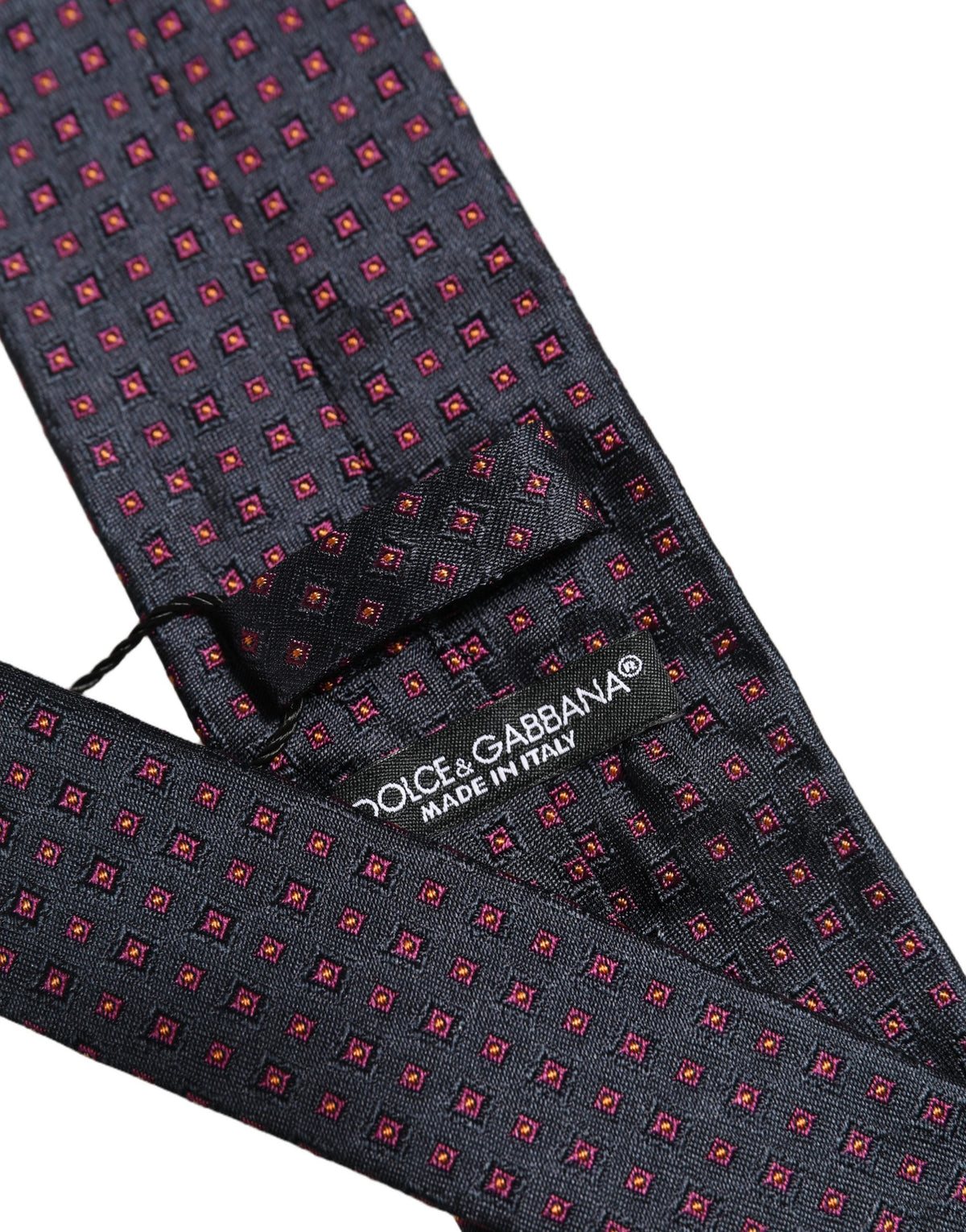 Dolce & Gabbana Herren dunkelblaue geometrische Seiden-Krawatte zum Binden