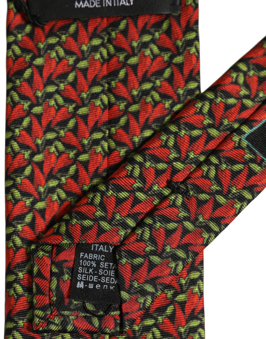 Dolce & Gabbana Seidenkrawatte mit bunten Chilischoten und verstellbarem Knotenverschluss