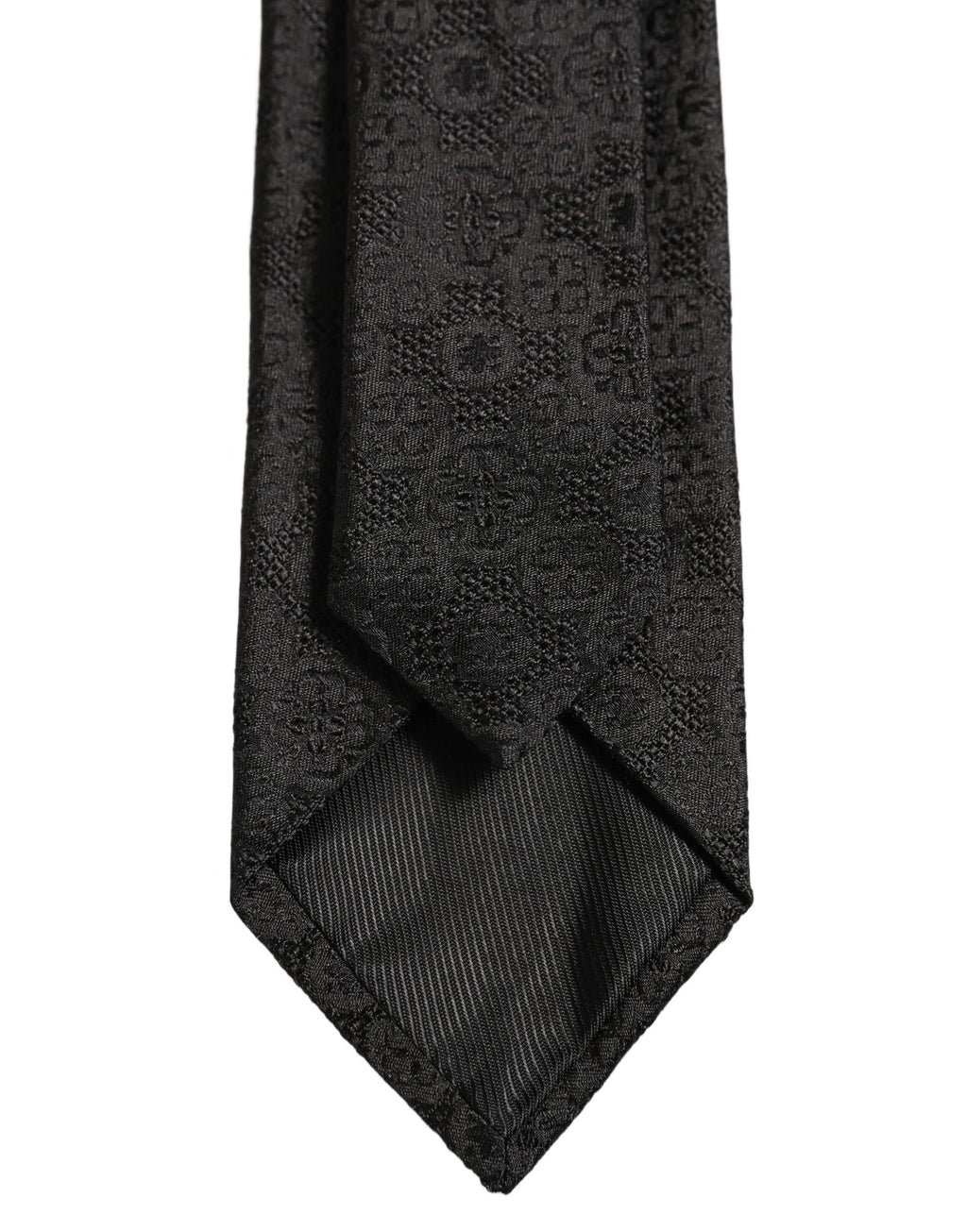 Dolce & Gabbana Men Black Silk Geometric Adjustable Tied Necktie Tie