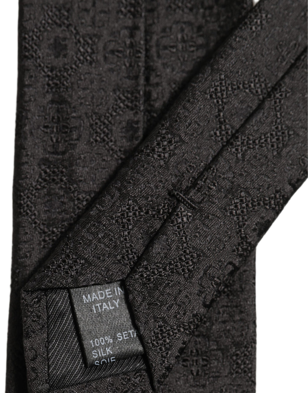 Dolce & Gabbana Men Black Silk Geometric Adjustable Tied Necktie Tie
