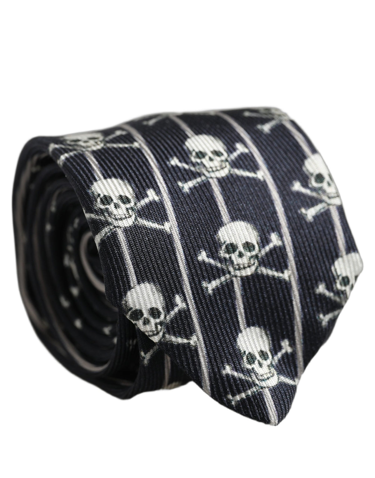 Dolce & Gabbana Herren Schwarzes Seiden-Krawatte mit Totenkopfmotiv verstellbar zum Binden