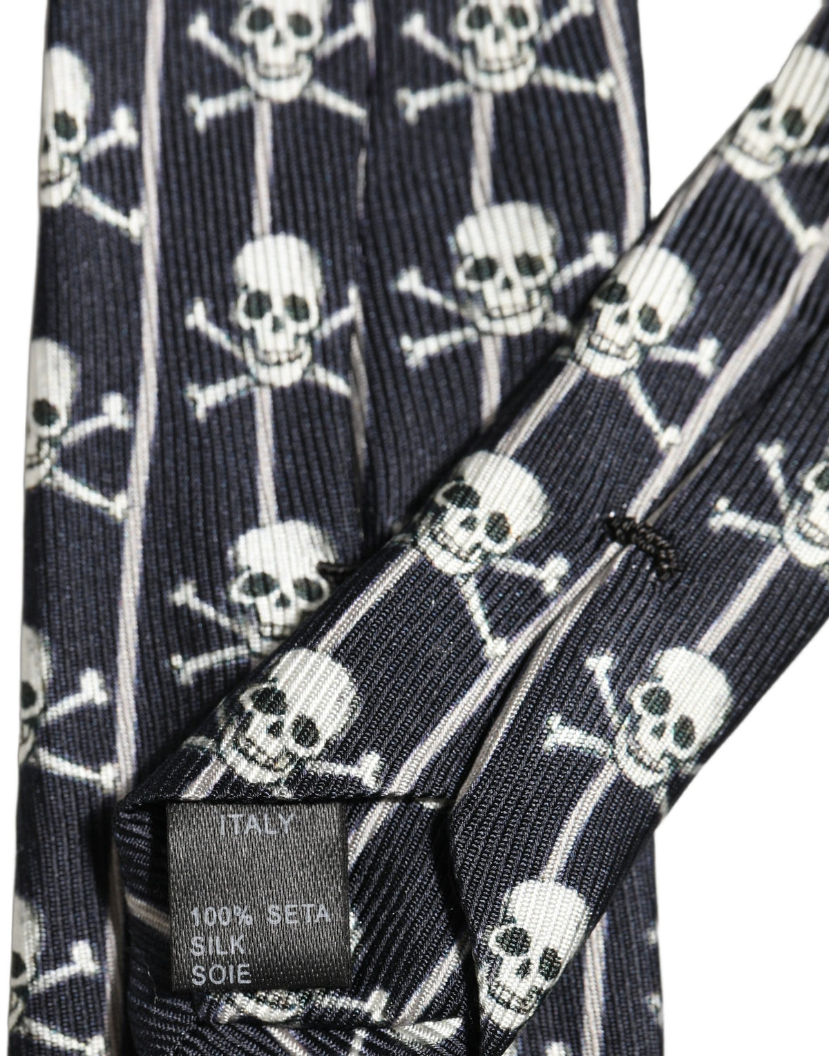 Dolce & Gabbana Herren Schwarzes Seiden-Krawatte mit Totenkopfmotiv verstellbar zum Binden