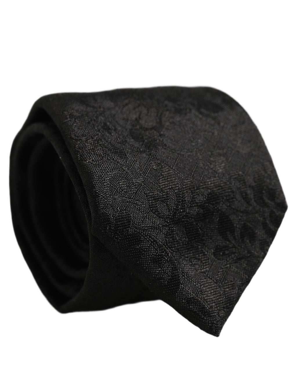 Dolce & Gabbana Herren Schwarze Seide Ton in Ton Geblümte Verstellbare Krawatte zum Binden