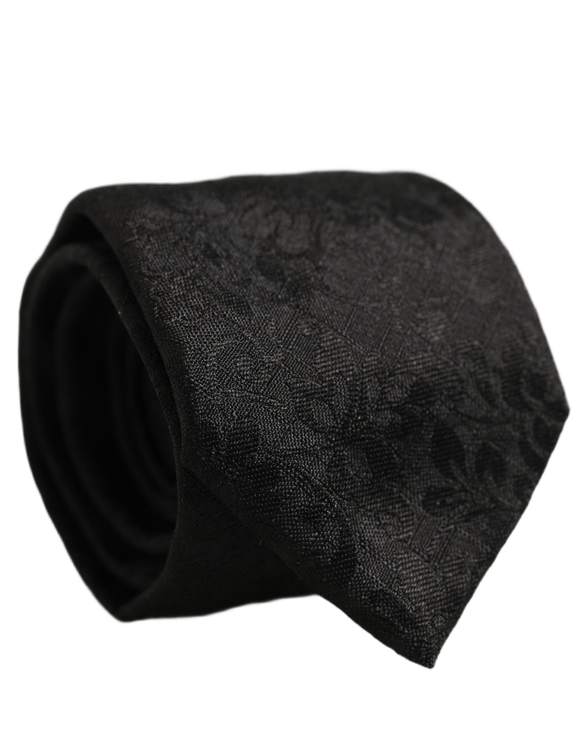 Dolce & Gabbana Herren Schwarze Seide Ton in Ton Geblümte Verstellbare Krawatte zum Binden
