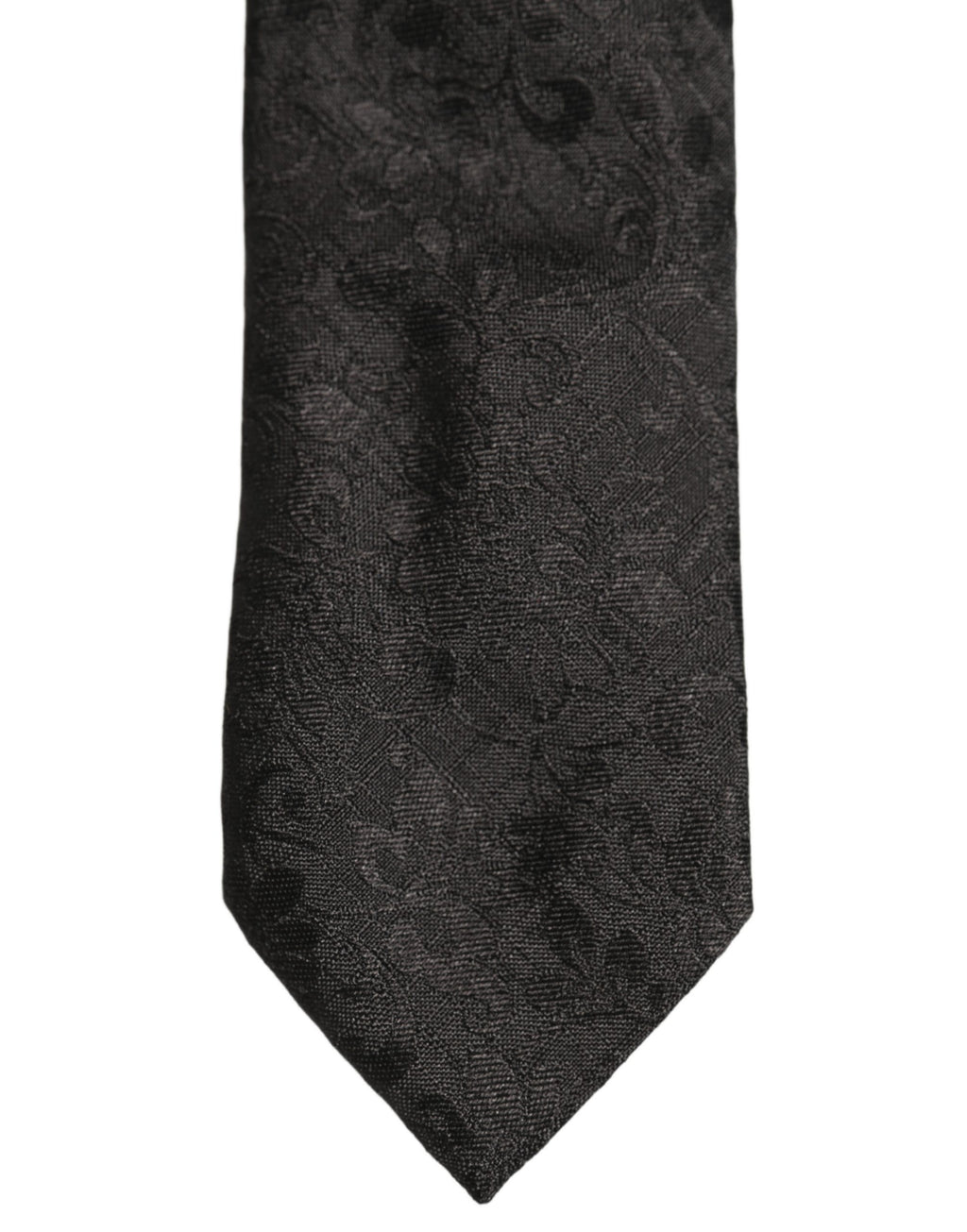 Dolce & Gabbana Herren Schwarze Seide Ton in Ton Geblümte Verstellbare Krawatte zum Binden