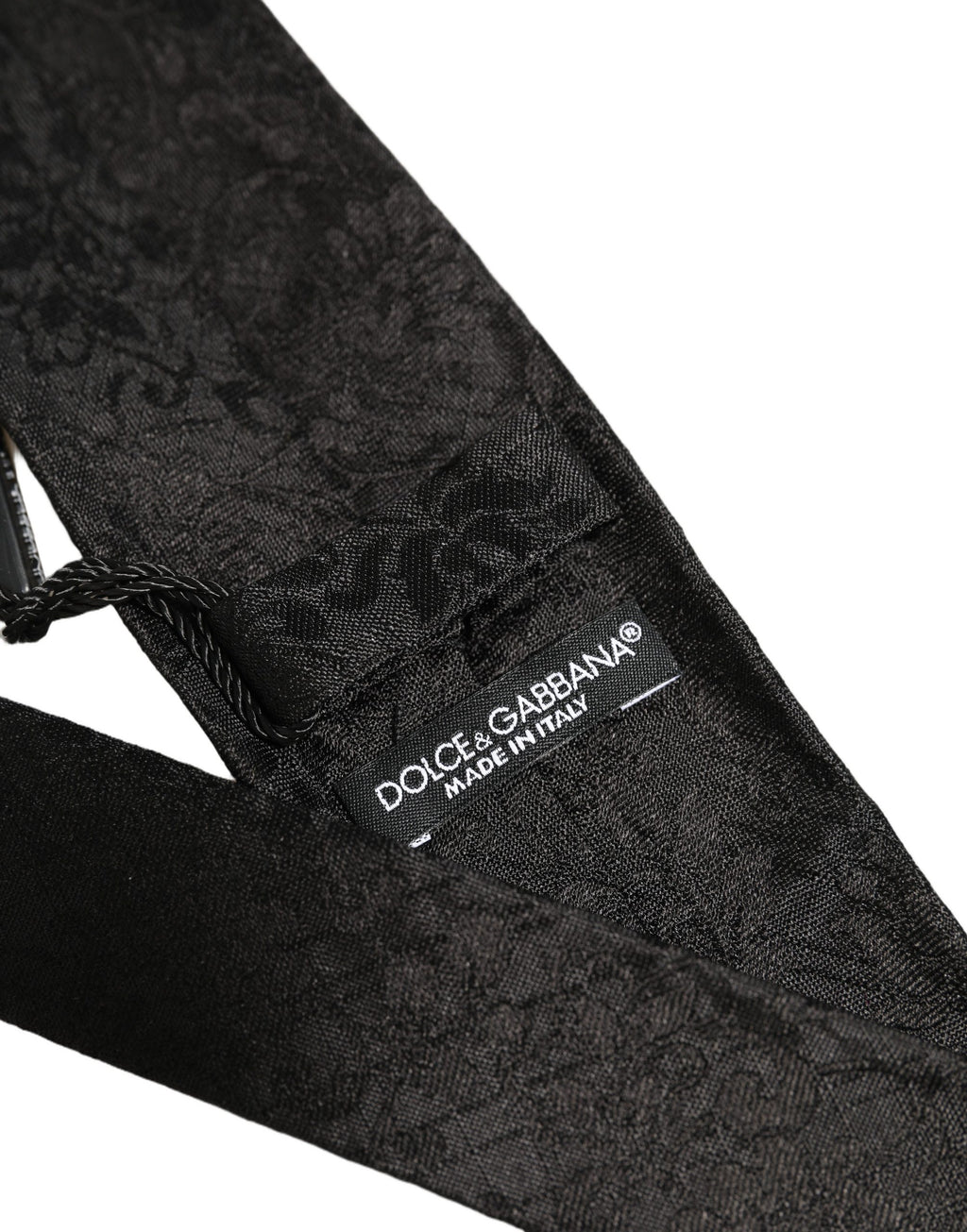 Dolce & Gabbana Herren Schwarze Seide Ton in Ton Geblümte Verstellbare Krawatte zum Binden