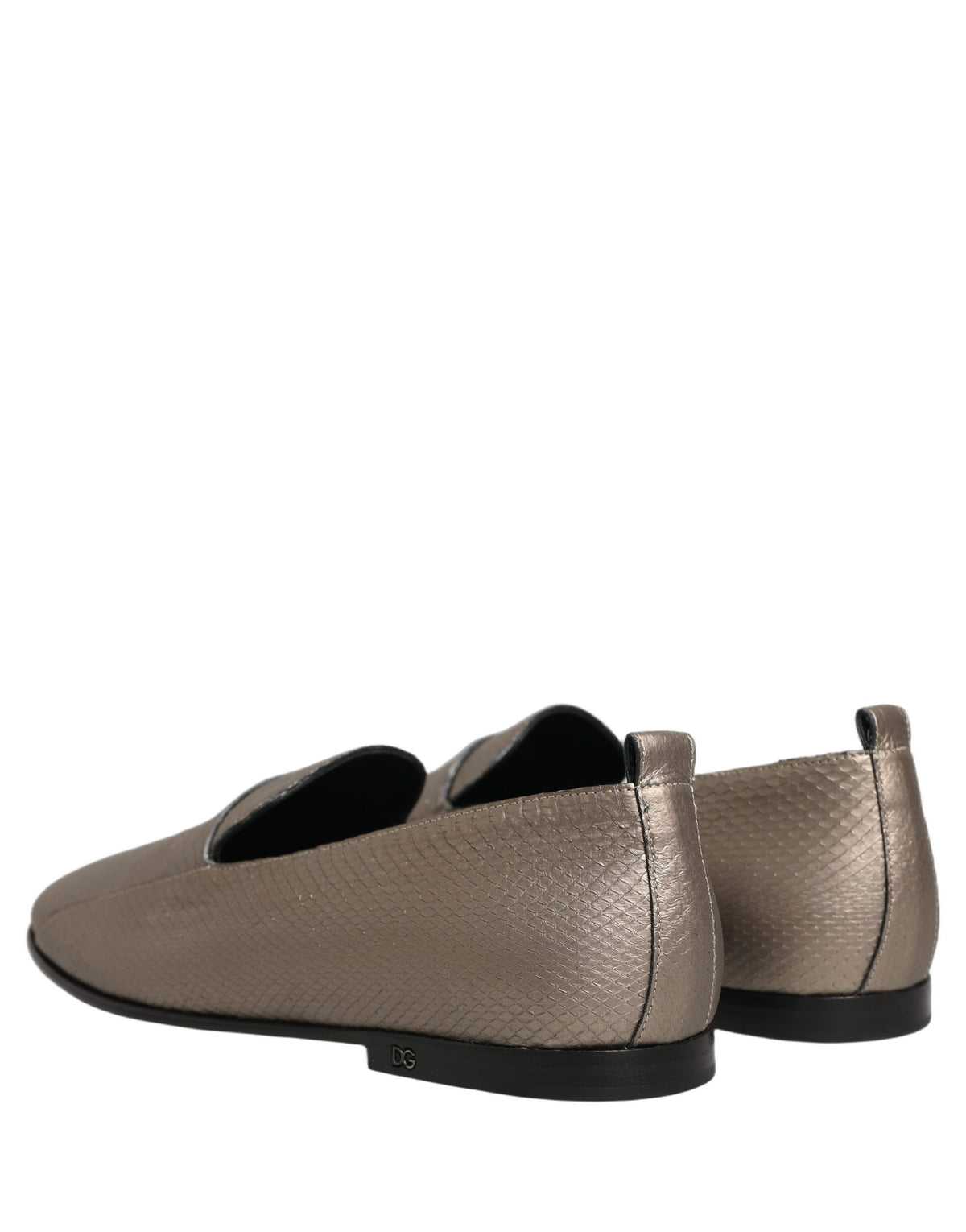 Dolce & Gabbana Silberne Leder Loafer mit Logo zum Reinschlüpfen
